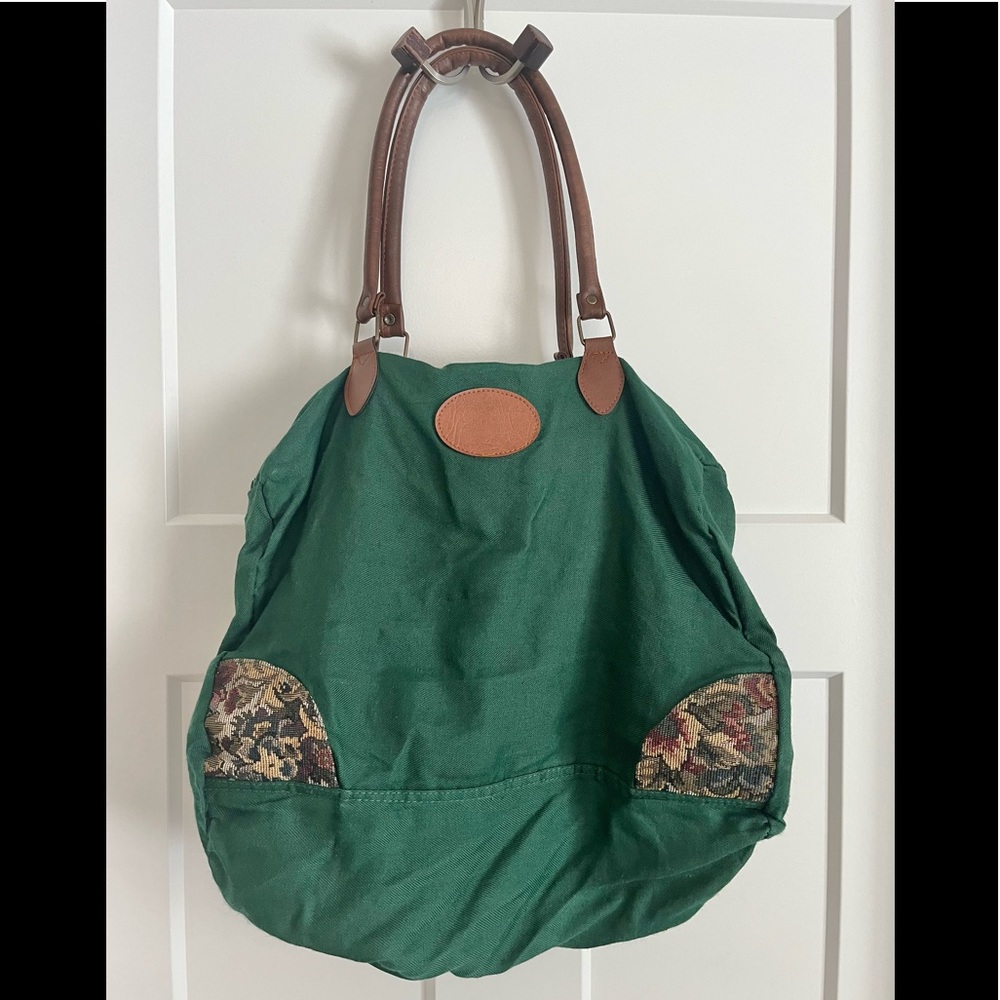 SOLD Vintage Green & Floral Cottagecore Overnight Bag/ Small Bag - Picture 2 of 13